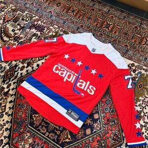 Fanatics White and Red NHL Jersey with Shield Neck Patch